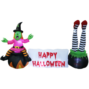 Sorcière gonflable d&#39;Halloween avec des décorations de scène d&#39;Halloween